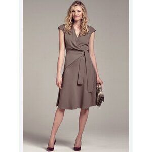 M.M. Lafleur The Monique Wrap Dress in Taupe Size 2 Neutral Career Office